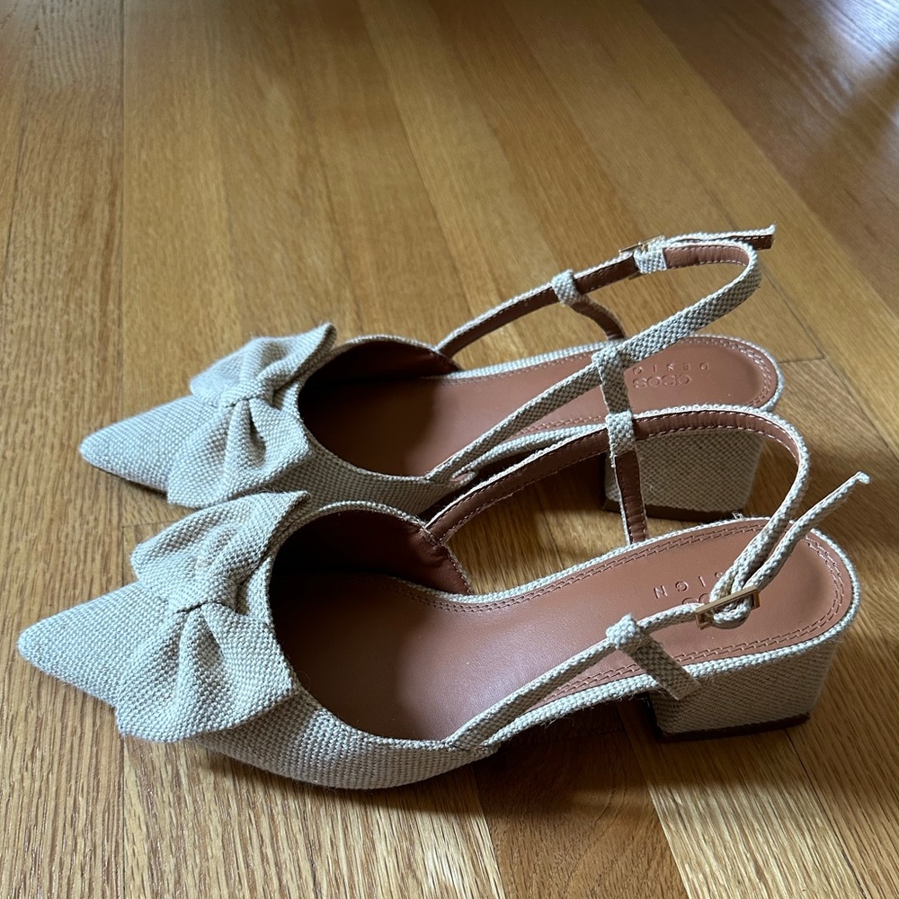 ASOS Block Heels with Bow, Size 8W